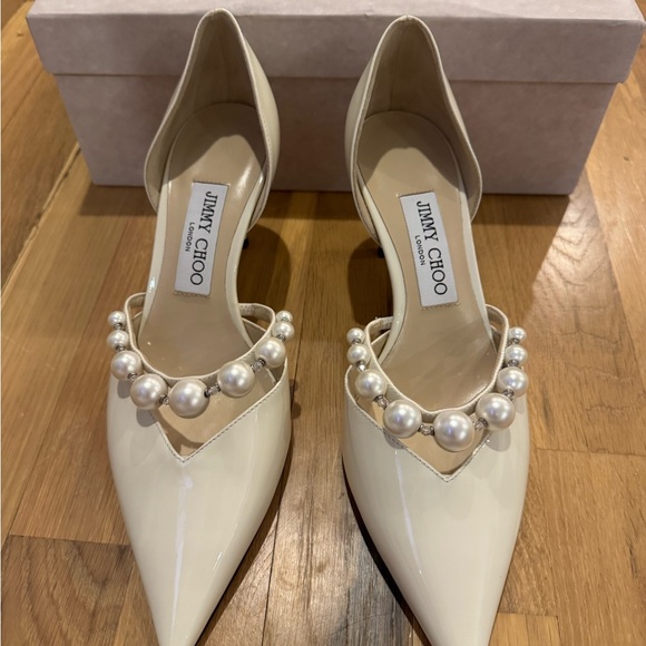 Jimmy Choo Cream Pearl Aurelie 65mm - Picture 1 of 9